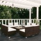 vidaXL 9-tlg. Garten-Lounge-Set mit Kissen Poly Rattan Braun vidaXL 9-tlg. Garten-Lounge-Set mit Kissen Poly Rattan Braun