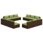 vidaXL 12-tlg. Garten-Lounge-Set mit Kissen Poly Rattan Braun vidaXL 12-tlg. Garten-Lounge-Set mit Kissen Poly Rattan Braun