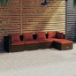 vidaXL 5-tlg. Garten-Lounge-Set mit Kissen Poly Rattan Braun vidaXL 5-tlg. Garten-Lounge-Set mit Kissen Poly Rattan Braun