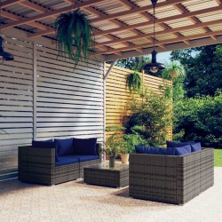 vidaXL 5-tlg. Garten-Lounge-Set mit Kissen Poly Rattan Grau