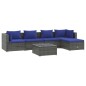vidaXL 6-tlg. Garten-Lounge-Set mit Kissen Poly Rattan Grau vidaXL 6-tlg. Garten-Lounge-Set mit Kissen Poly Rattan Grau