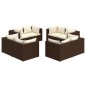 vidaXL 8-tlg. Garten-Lounge-Set mit Kissen Poly Rattan Braun vidaXL 8-tlg. Garten-Lounge-Set mit Kissen Poly Rattan Braun