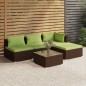 vidaXL 5-tlg. Garten-Lounge-Set mit Kissen Poly Rattan Braun vidaXL 5-tlg. Garten-Lounge-Set mit Kissen Poly Rattan Braun