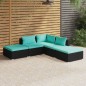 vidaXL 5-tlg. Garten-Lounge-Set mit Kissen Poly Rattan Schwarz vidaXL 5-tlg. Garten-Lounge-Set mit Kissen Poly Rattan Schwarz