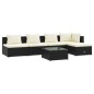 vidaXL 6-tlg. Garten-Lounge-Set mit Kissen Poly Rattan Schwarz vidaXL 6-tlg. Garten-Lounge-Set mit Kissen Poly Rattan Schwarz