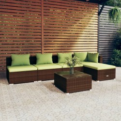 vidaXL 6-tlg. Garten-Lounge-Set mit Kissen Poly Rattan Braun