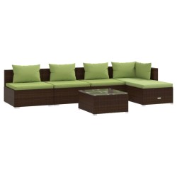 vidaXL 6-tlg. Garten-Lounge-Set mit Kissen Poly Rattan Braun