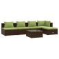 vidaXL 6-tlg. Garten-Lounge-Set mit Kissen Poly Rattan Braun vidaXL 6-tlg. Garten-Lounge-Set mit Kissen Poly Rattan Braun