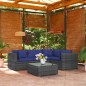 vidaXL 5-tlg. Garten-Lounge-Set mit Kissen Poly Rattan Grau vidaXL 5-tlg. Garten-Lounge-Set mit Kissen Poly Rattan Grau