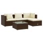 vidaXL 5-tlg. Garten-Lounge-Set mit Kissen Poly Rattan Braun vidaXL 5-tlg. Garten-Lounge-Set mit Kissen Poly Rattan Braun