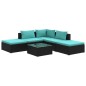 vidaXL 6-tlg. Garten-Lounge-Set mit Kissen Poly Rattan Schwarz vidaXL 6-tlg. Garten-Lounge-Set mit Kissen Poly Rattan Schwarz