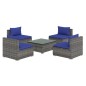 vidaXL 5-tlg. Garten-Lounge-Set mit Kissen Poly Rattan Grau vidaXL 5-tlg. Garten-Lounge-Set mit Kissen Poly Rattan Grau