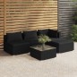 vidaXL 5-tlg. Garten-Lounge-Set mit Kissen Poly Rattan Schwarz vidaXL 5-tlg. Garten-Lounge-Set mit Kissen Poly Rattan Schwarz