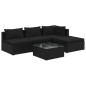 vidaXL 5-tlg. Garten-Lounge-Set mit Kissen Poly Rattan Schwarz vidaXL 5-tlg. Garten-Lounge-Set mit Kissen Poly Rattan Schwarz