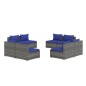 vidaXL 8-tlg. Garten-Lounge-Set mit Kissen Poly Rattan Grau vidaXL 8-tlg. Garten-Lounge-Set mit Kissen Poly Rattan Grau