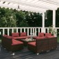 vidaXL 9-tlg. Garten-Lounge-Set mit Kissen Poly Rattan Braun vidaXL 9-tlg. Garten-Lounge-Set mit Kissen Poly Rattan Braun