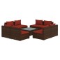 vidaXL 9-tlg. Garten-Lounge-Set mit Kissen Poly Rattan Braun vidaXL 9-tlg. Garten-Lounge-Set mit Kissen Poly Rattan Braun