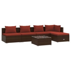 vidaXL 6-tlg. Garten-Lounge-Set mit Kissen Poly Rattan Braun