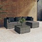 vidaXL 5-tlg. Garten-Lounge-Set mit Kissen Poly Rattan Grau vidaXL 5-tlg. Garten-Lounge-Set mit Kissen Poly Rattan Grau