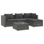 vidaXL 5-tlg. Garten-Lounge-Set mit Kissen Poly Rattan Grau vidaXL 5-tlg. Garten-Lounge-Set mit Kissen Poly Rattan Grau