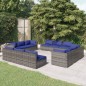 vidaXL 12-tlg. Garten-Lounge-Set mit Kissen Poly Rattan Grau vidaXL 12-tlg. Garten-Lounge-Set mit Kissen Poly Rattan Grau