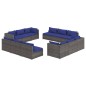 vidaXL 12-tlg. Garten-Lounge-Set mit Kissen Poly Rattan Grau vidaXL 12-tlg. Garten-Lounge-Set mit Kissen Poly Rattan Grau