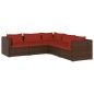 vidaXL 5-tlg. Garten-Lounge-Set mit Kissen Poly Rattan Braun vidaXL 5-tlg. Garten-Lounge-Set mit Kissen Poly Rattan Braun