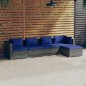 vidaXL 5-tlg. Garten-Lounge-Set mit Kissen Poly Rattan Grau vidaXL 5-tlg. Garten-Lounge-Set mit Kissen Poly Rattan Grau