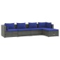 vidaXL 5-tlg. Garten-Lounge-Set mit Kissen Poly Rattan Grau vidaXL 5-tlg. Garten-Lounge-Set mit Kissen Poly Rattan Grau