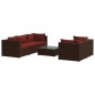 vidaXL 6-tlg. Garten-Lounge-Set mit Kissen Poly Rattan Braun vidaXL 6-tlg. Garten-Lounge-Set mit Kissen Poly Rattan Braun