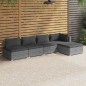 vidaXL 5-tlg. Garten-Lounge-Set mit Kissen Poly Rattan Grau vidaXL 5-tlg. Garten-Lounge-Set mit Kissen Poly Rattan Grau
