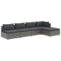 vidaXL 5-tlg. Garten-Lounge-Set mit Kissen Poly Rattan Grau vidaXL 5-tlg. Garten-Lounge-Set mit Kissen Poly Rattan Grau