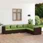 vidaXL 6-tlg. Garten-Lounge-Set mit Auflagen Poly Rattan Braun vidaXL 6-tlg. Garten-Lounge-Set mit Auflagen Poly Rattan Braun