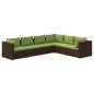 vidaXL 6-tlg. Garten-Lounge-Set mit Auflagen Poly Rattan Braun vidaXL 6-tlg. Garten-Lounge-Set mit Auflagen Poly Rattan Braun