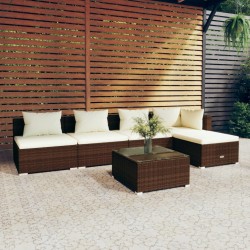 vidaXL 6-tlg. Garten-Lounge-Set mit Kissen Poly Rattan Braun