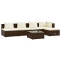 vidaXL 6-tlg. Garten-Lounge-Set mit Kissen Poly Rattan Braun vidaXL 6-tlg. Garten-Lounge-Set mit Kissen Poly Rattan Braun