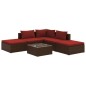 vidaXL 6-tlg. Garten-Lounge-Set mit Kissen Poly Rattan Braun vidaXL 6-tlg. Garten-Lounge-Set mit Kissen Poly Rattan Braun