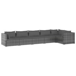 vidaXL 6-tlg. Garten-Lounge-Set mit Kissen Poly Rattan Grau