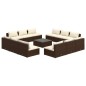 vidaXL 13-tlg. Garten-Lounge-Set mit Kissen Poly Rattan Braun vidaXL 13-tlg. Garten-Lounge-Set mit Kissen Poly Rattan Braun