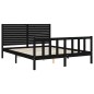 Massivholzbett mit Kopfteil Schwarz 160x200 cm Massivholzbett mit Kopfteil Schwarz 160x200 cm