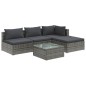vidaXL 5-tlg. Garten-Lounge-Set mit Kissen Poly Rattan Grau vidaXL 5-tlg. Garten-Lounge-Set mit Kissen Poly Rattan Grau