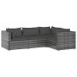 vidaXL 4-tlg. Garten-Lounge-Set mit Kissen Poly Rattan Grau vidaXL 4-tlg. Garten-Lounge-Set mit Kissen Poly Rattan Grau