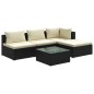 vidaXL 5-tlg. Garten-Lounge-Set mit Kissen Poly Rattan Schwarz vidaXL 5-tlg. Garten-Lounge-Set mit Kissen Poly Rattan Schwarz
