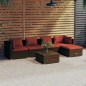 vidaXL 6-tlg. Garten-Lounge-Set mit Kissen Poly Rattan Braun vidaXL 6-tlg. Garten-Lounge-Set mit Kissen Poly Rattan Braun