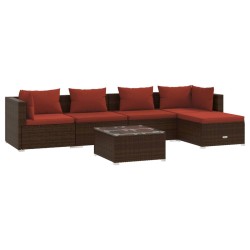 vidaXL 6-tlg. Garten-Lounge-Set mit Kissen Poly Rattan Braun