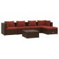 vidaXL 6-tlg. Garten-Lounge-Set mit Kissen Poly Rattan Braun vidaXL 6-tlg. Garten-Lounge-Set mit Kissen Poly Rattan Braun