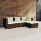 vidaXL 4-tlg. Garten-Lounge-Set mit Kissen Poly Rattan Braun vidaXL 4-tlg. Garten-Lounge-Set mit Kissen Poly Rattan Braun