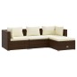vidaXL 4-tlg. Garten-Lounge-Set mit Kissen Poly Rattan Braun vidaXL 4-tlg. Garten-Lounge-Set mit Kissen Poly Rattan Braun