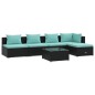 vidaXL 6-tlg. Garten-Lounge-Set mit Kissen Poly Rattan Schwarz vidaXL 6-tlg. Garten-Lounge-Set mit Kissen Poly Rattan Schwarz