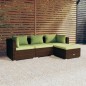 vidaXL 4-tlg. Garten-Lounge-Set mit Auflagen Poly Rattan Braun vidaXL 4-tlg. Garten-Lounge-Set mit Auflagen Poly Rattan Braun